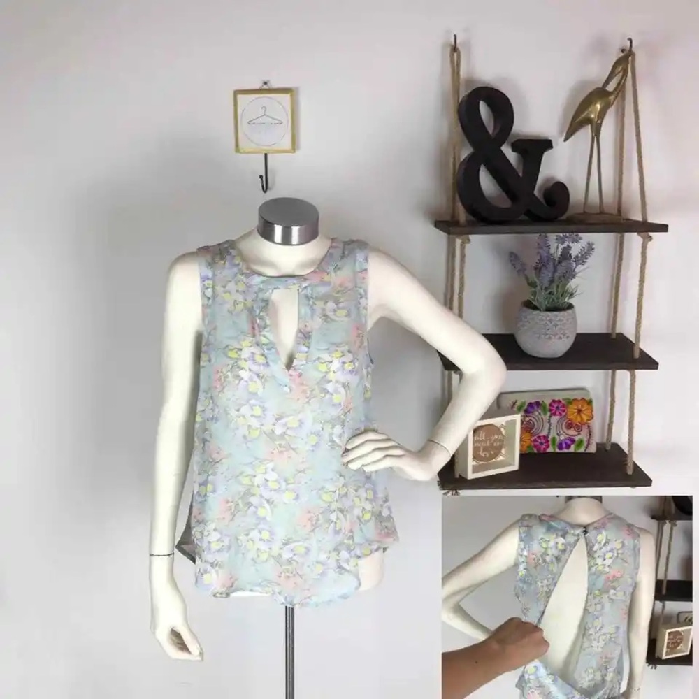ASTR Pastel Floral Open Back Choker Top